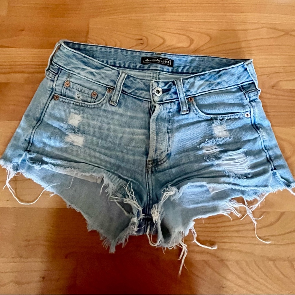 Abercrombie & Fitch Blue Jean Shorts Distressed Cut-Off Style